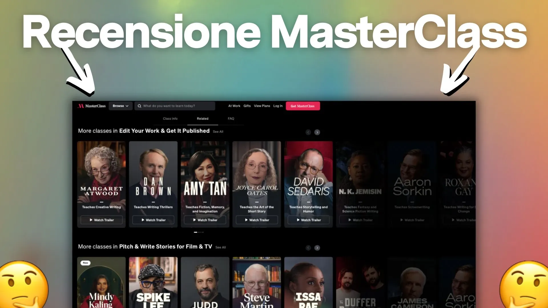 Recensione MasterClass: corsi, opinioni e confronto con Learnn